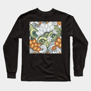 Paisley Print with Vintage Floral Motifs Long Sleeve T-Shirt